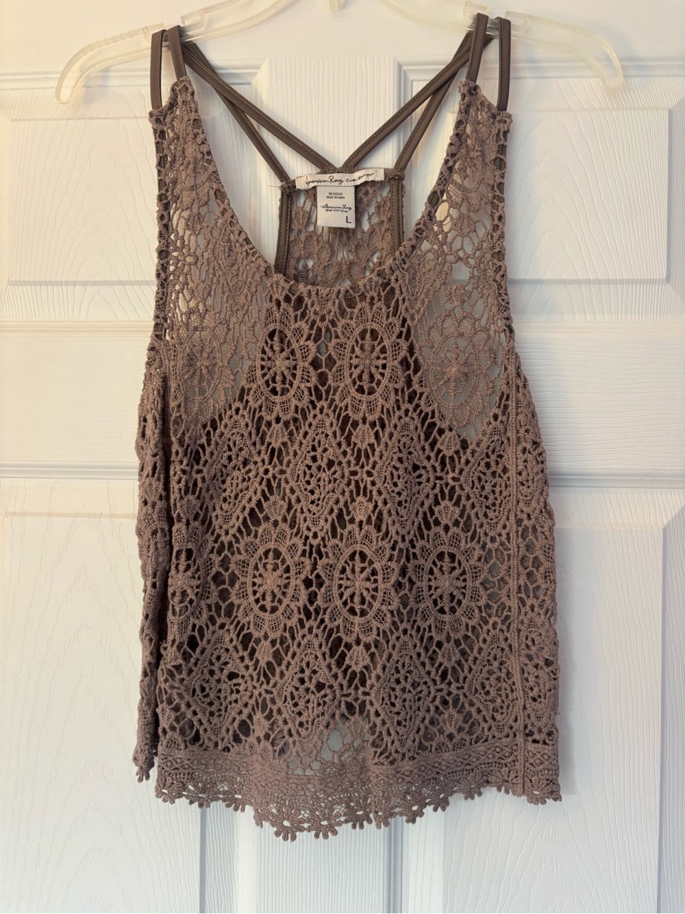 Entry Crochet Lace Camisole Tank Top - Taupe